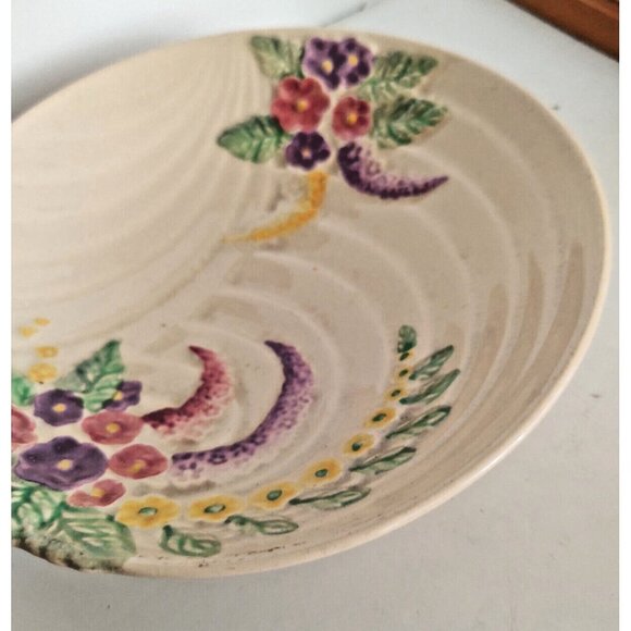 Vintage Wade Heath Bowl Rasied Floral 7 inch diameter x 1 3/4" high 1940's - Picture 4 of 9